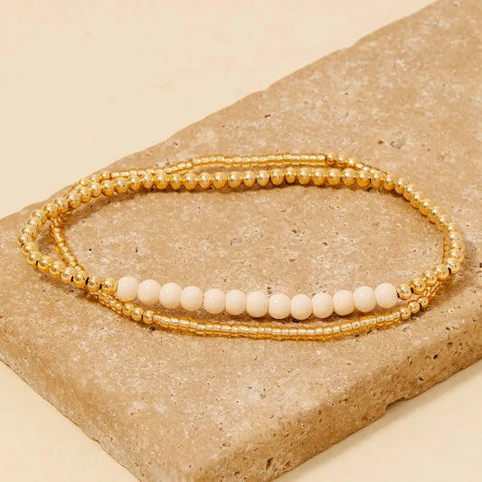 Two-Strand Gold Beaded Bracelet